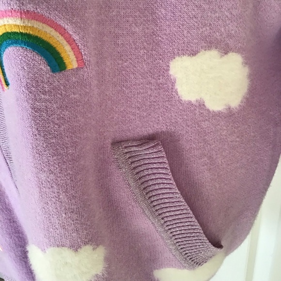 Unique vintage rainbows and clouds purple cardigan sweater XL - Picture 3 of 6